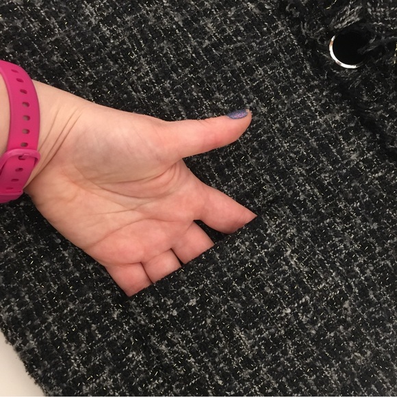 East 5th Black & Gray Plaid Sparkly Tweed Padded Shoulder Blazer, Women's XL - Picture 5 of 10